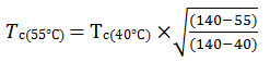 温度降额公式示例