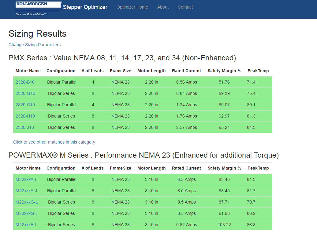 Stepper Optimizer Search Results